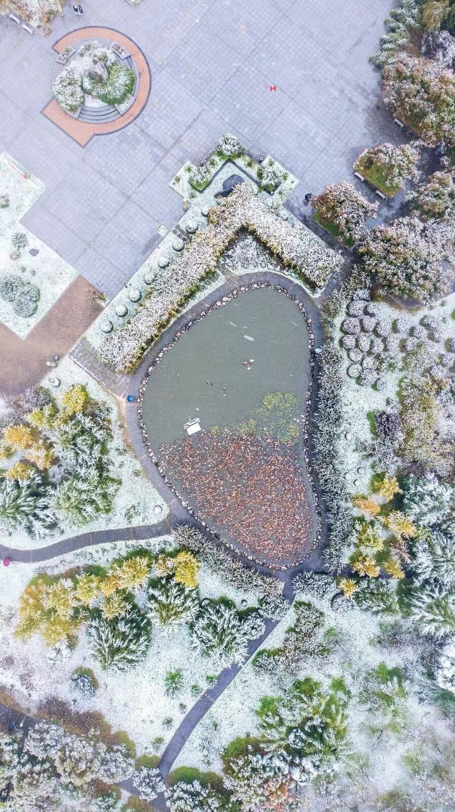 西安工业大学校园水景俯瞰